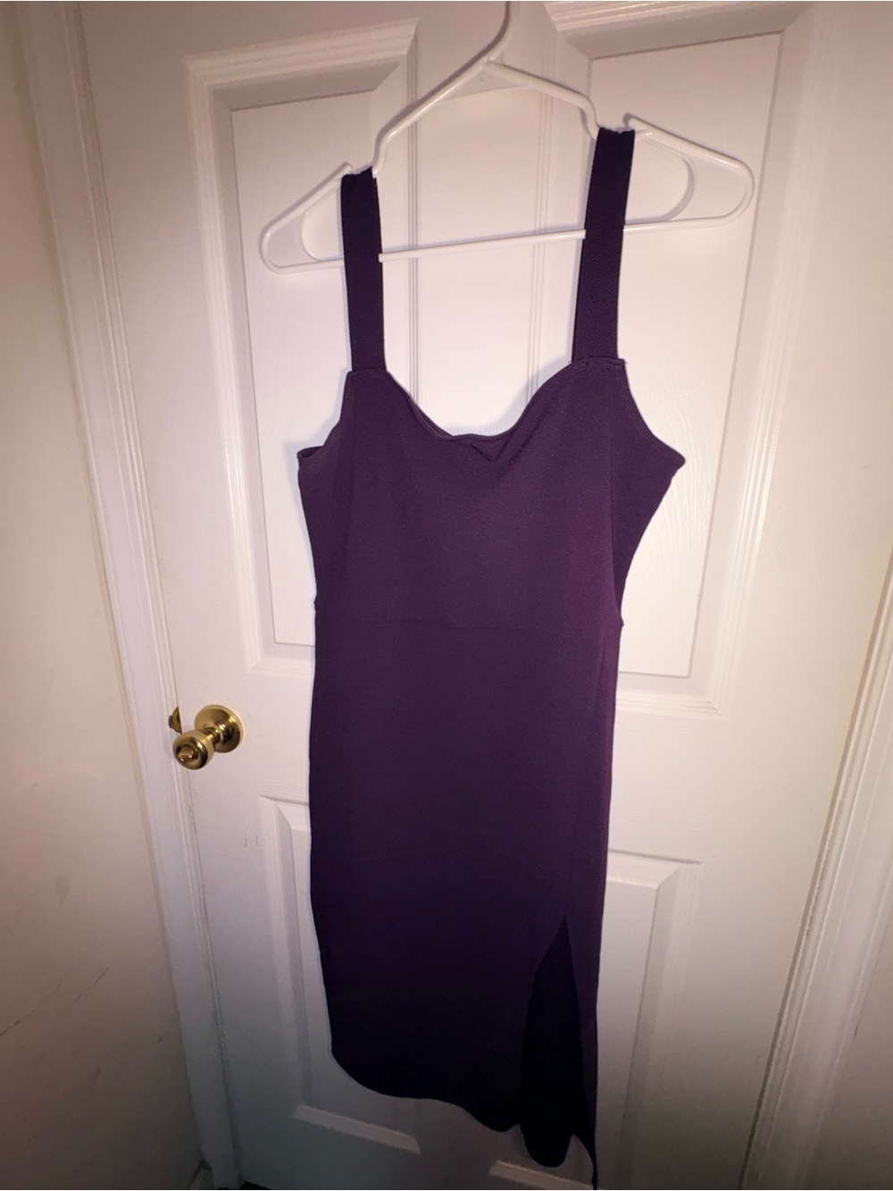 Elegant Deep Purple Midi Dress with Wide Straps